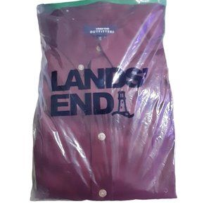Lands End Outfitters Long Sleeve Perfect Twill Shirt Mens Size 5X Burgundy
